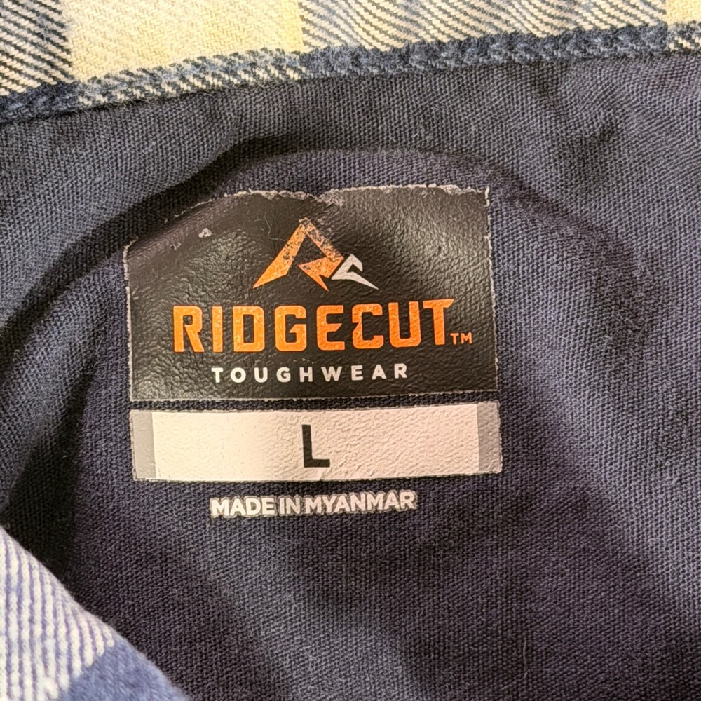 Ridgecut Button Down Shirt Men Large Blue Plaid Long Sleeve Workwear FMW21-10731 - Picture 4 of 10
